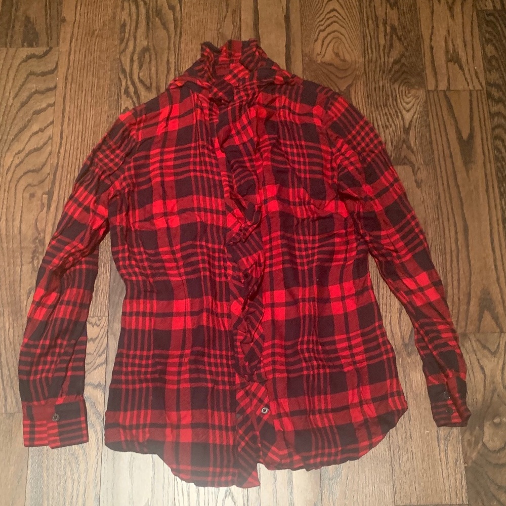 Flannel with Ruffle Blouse